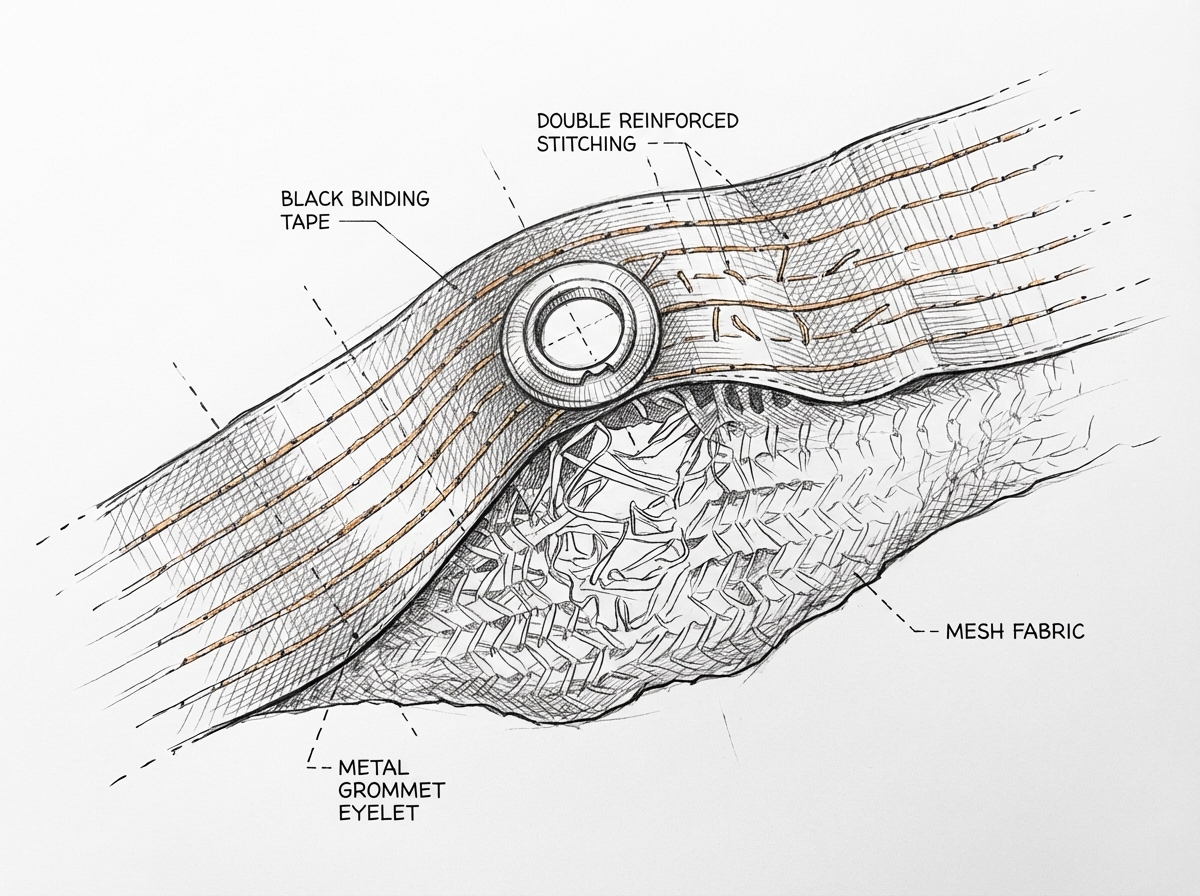 Costura refor&ccedil;ada em vela de sombra