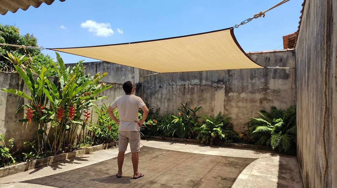 Vela tensionada e pronta para uso