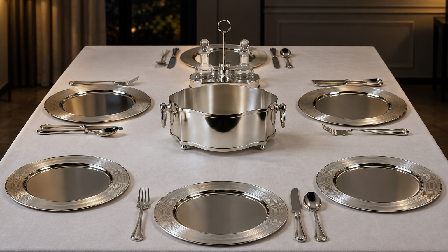Mesa de prata para seis