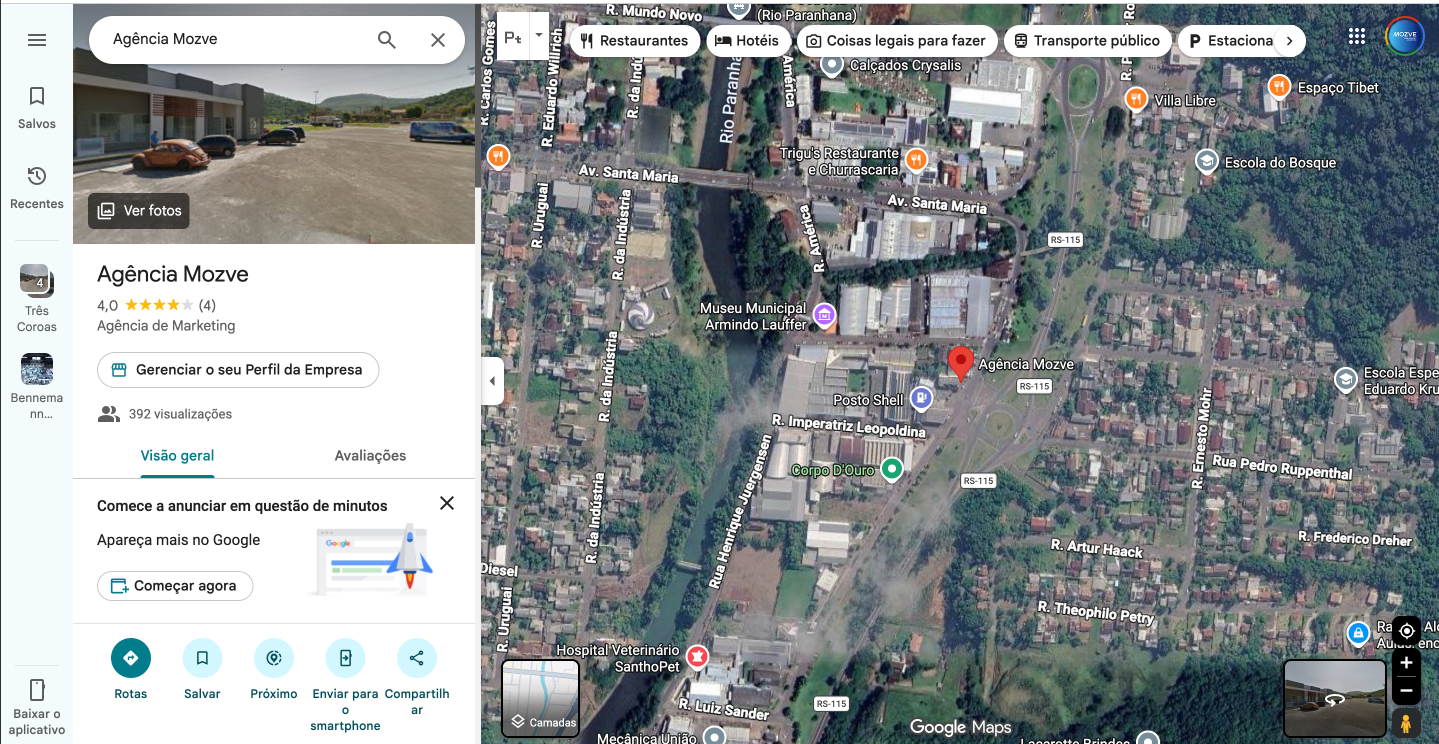 Print mostrando a busca da loja no Google Maps