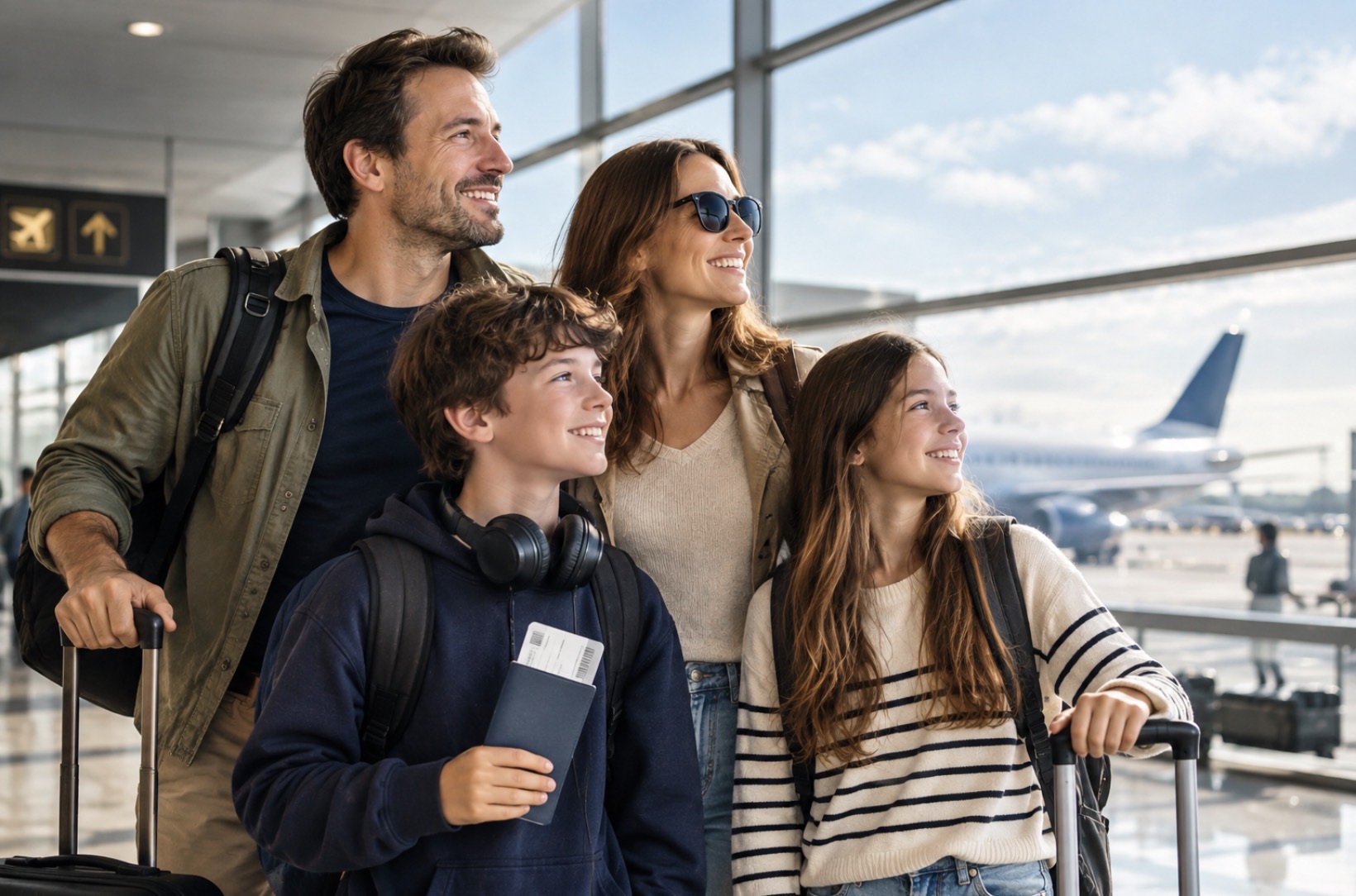 Familia lista para viajar con la asistencia de ASSIX Travel
