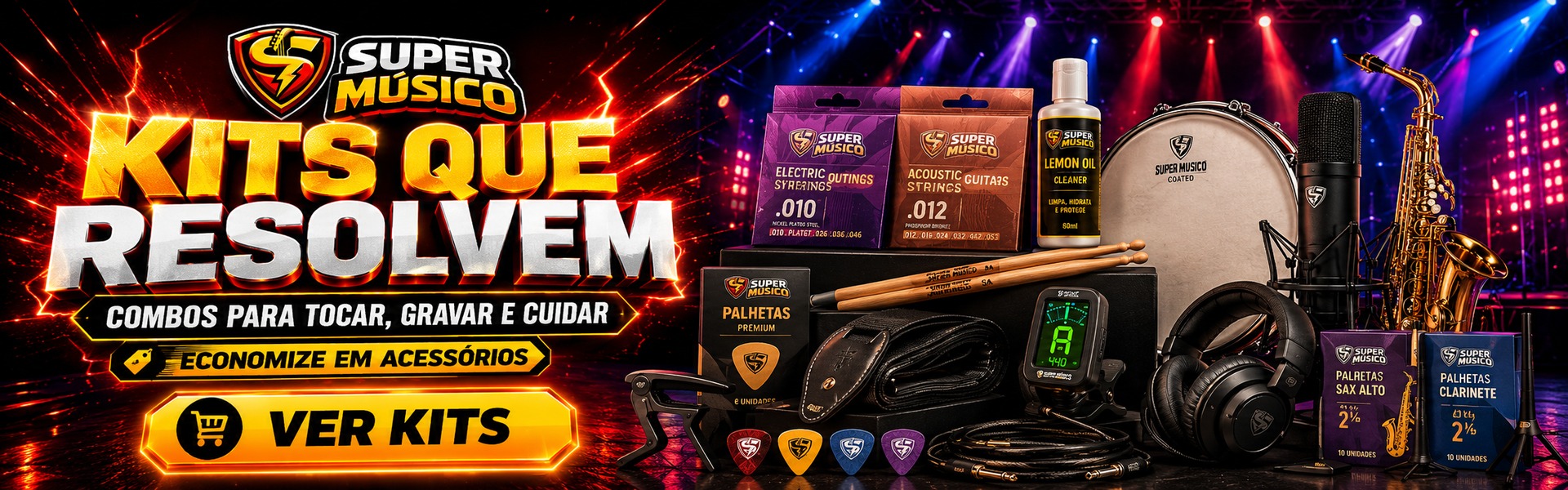 Kits que resolvem - combos para tocar, gravar e cuidar