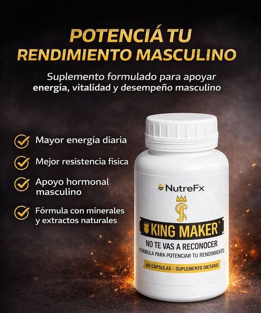 King Maker de NutreFx: suplemento formulado para apoyar energía, vitalidad y desempeño masculino.