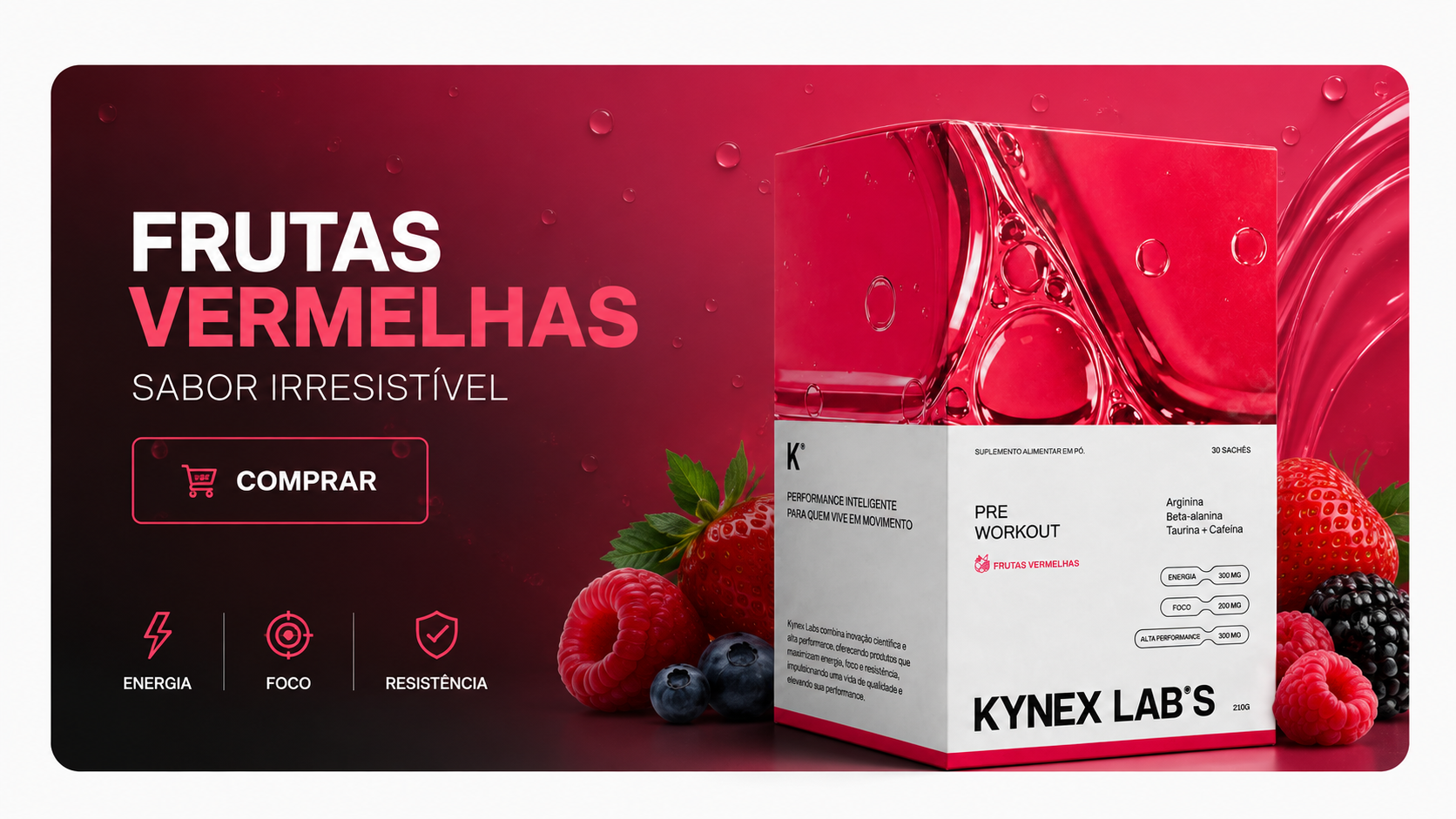 Pré Workout sabor frutas vermelhas