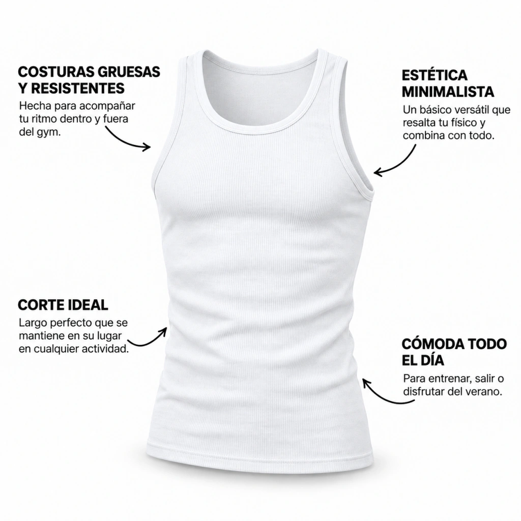 Detalle de El corte en la musculosa Fortenpro