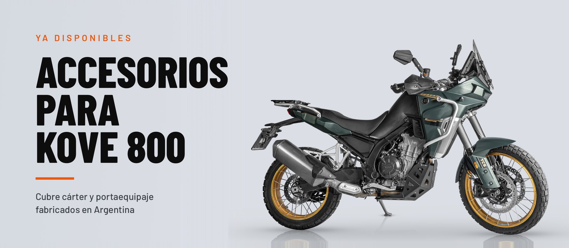 Accesorios para Kove 800 - cubre cárter y portaequipaje fabricados en Argentina