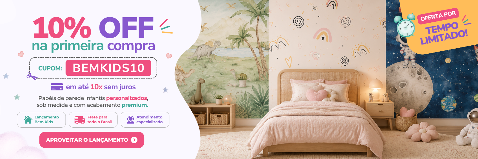 10% OFF na primeira compra BemKids