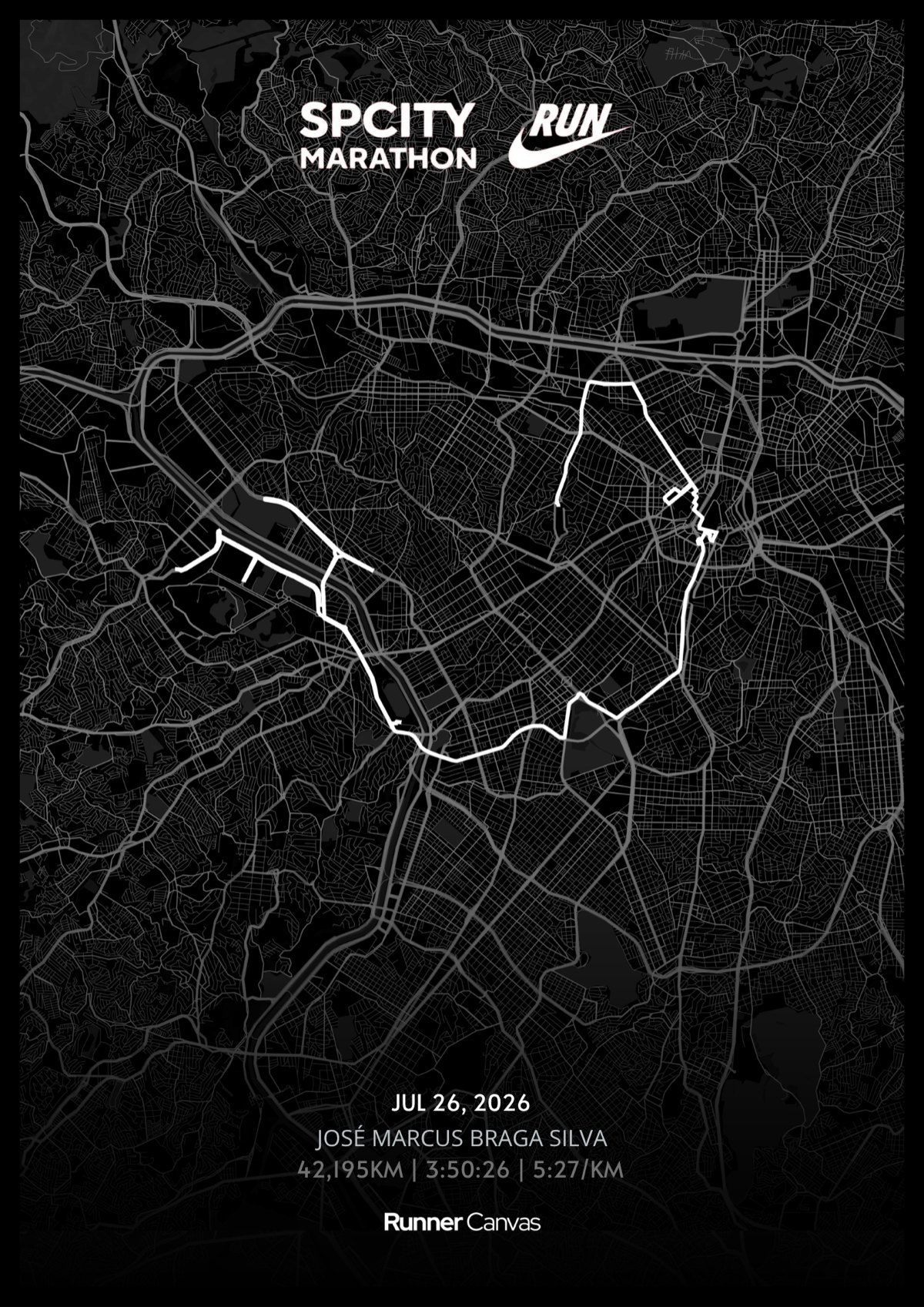 Mockup do quadro Runner Canvas — SP City Marathon 2026