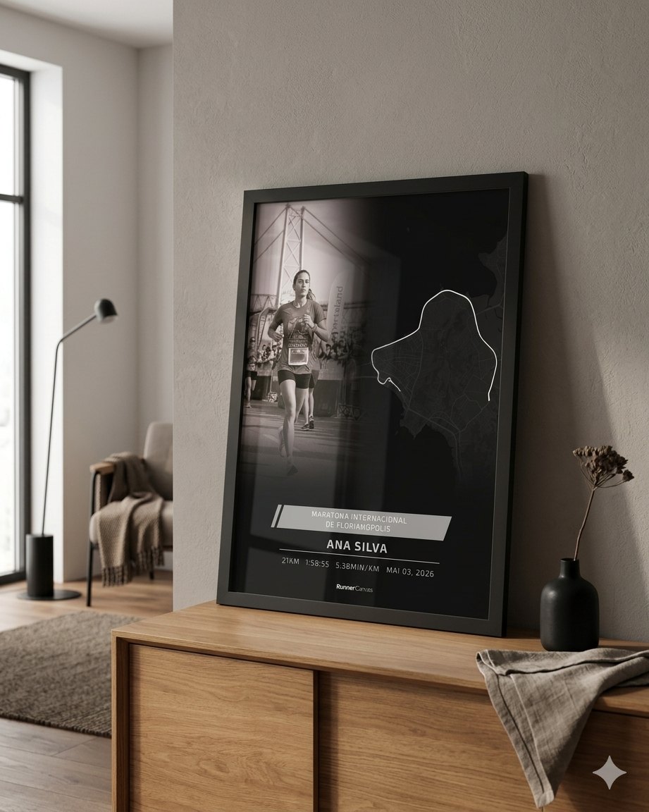 Quadro personalizado Runner Canvas em ambiente decorado