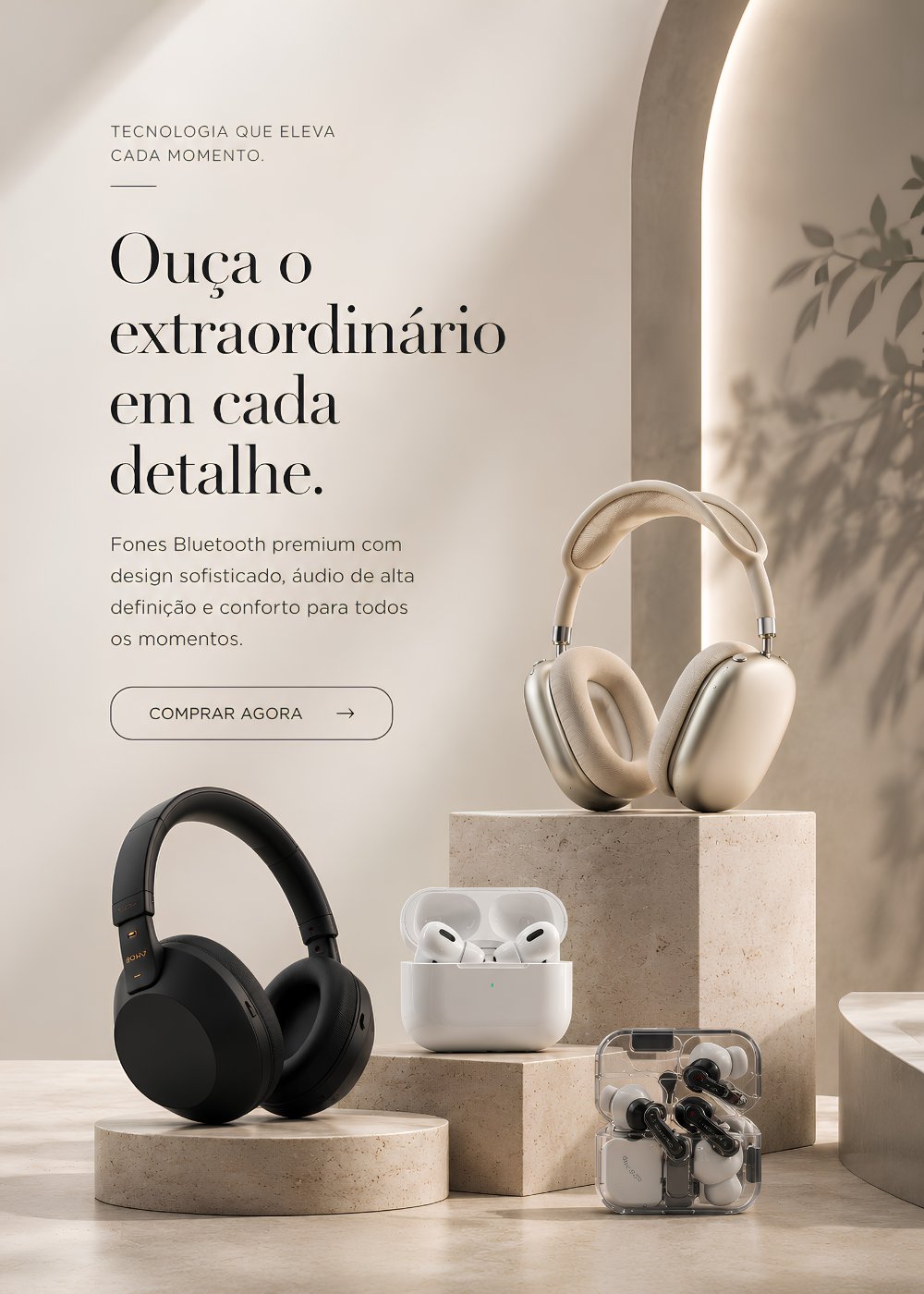 Fones Bluetooth premium — ouça o extraordinário em cada detalhe