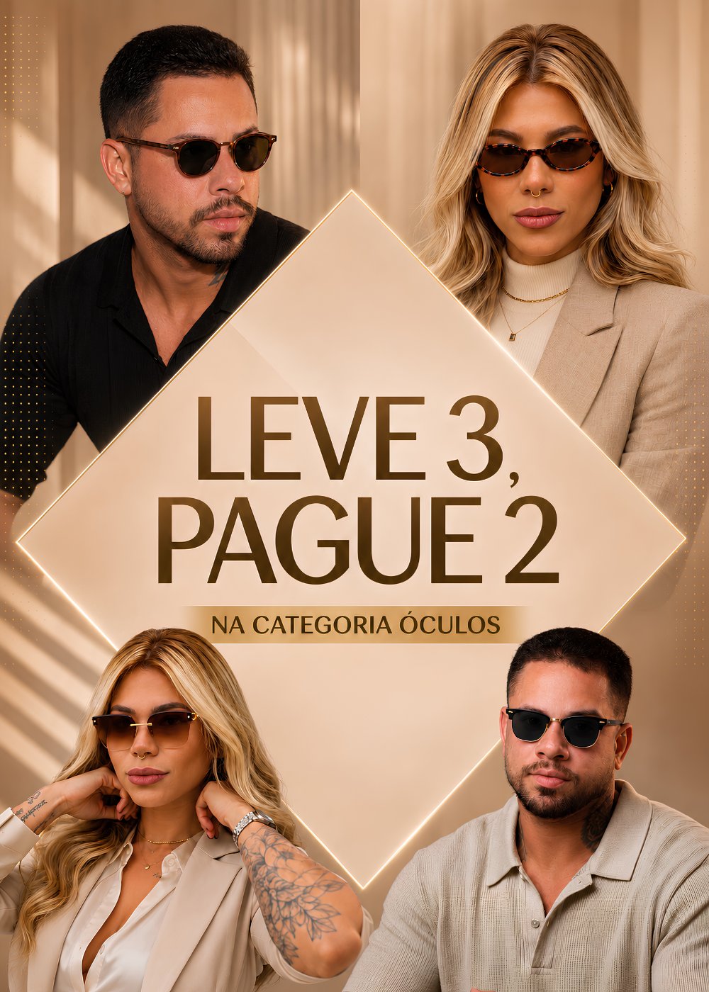 Leve 3, pague 2 na categoria óculos