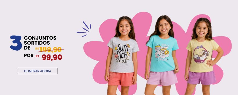 3 conjuntos sortidos por R$99,90