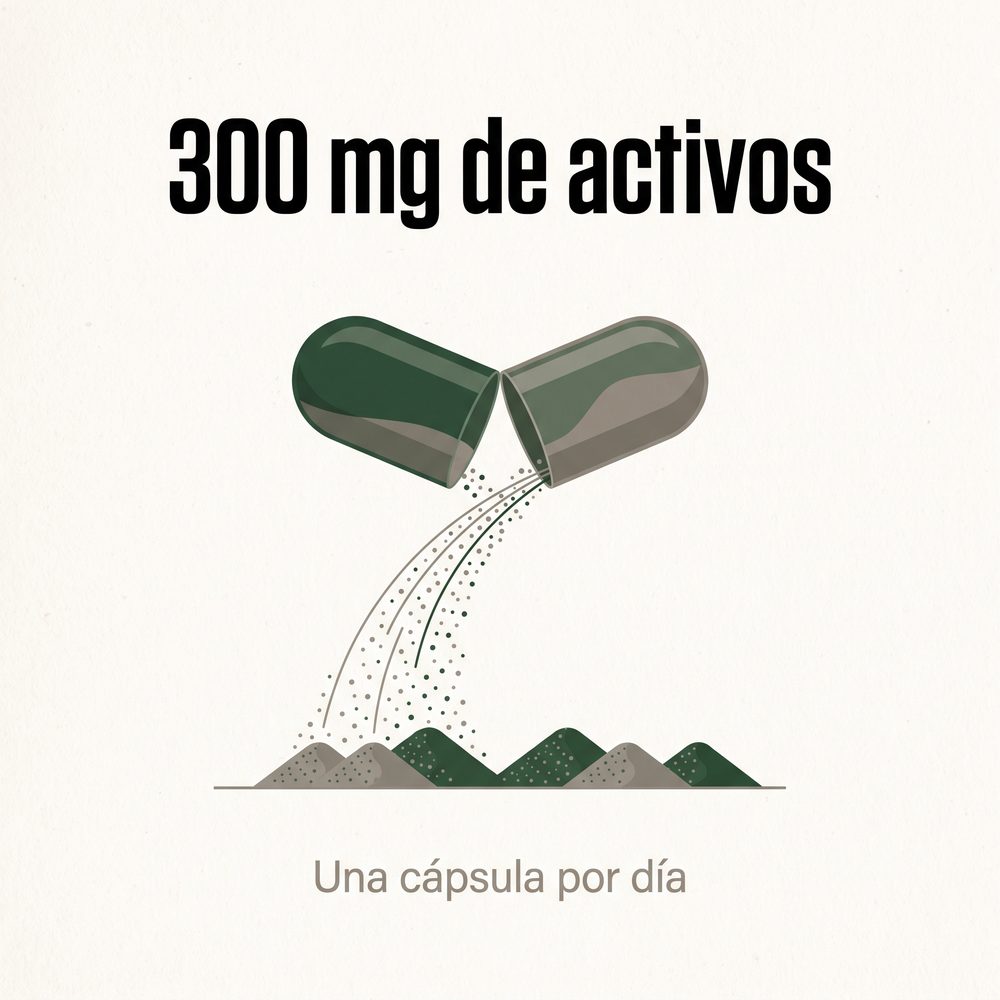 300 mg de activos en una cápsula por día