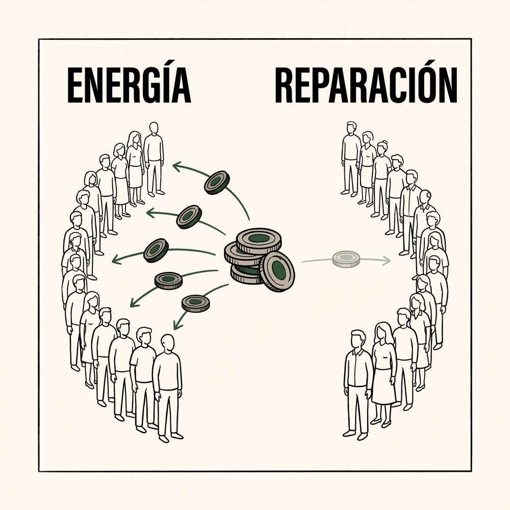 Diagrama: cuando queda poco NAD+ se va casi todo a la energía del día y la reparación de la noche espera