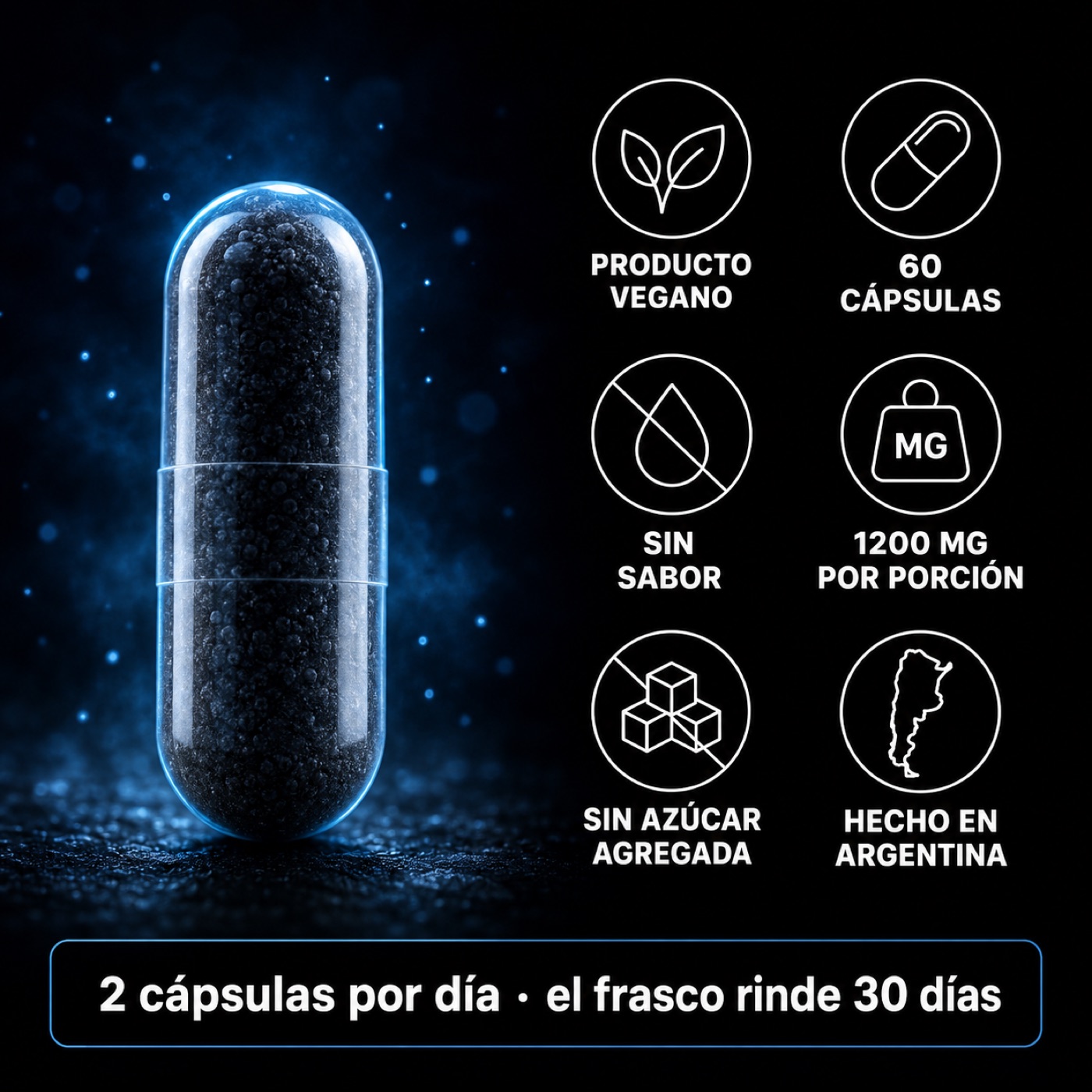 Vegano, sin sabor, 60 cápsulas