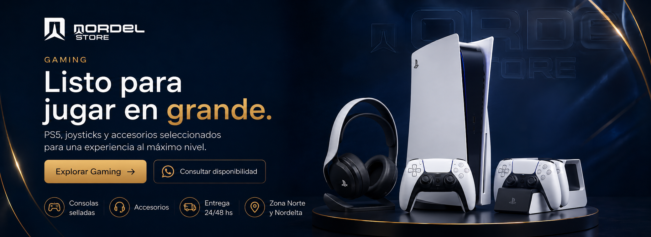 Gaming en NordelStore: PS5, joysticks y accesorios seleccionados, consolas selladas