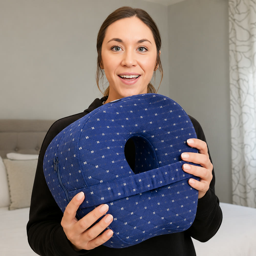Clienta feliz con su almohada CURVIA