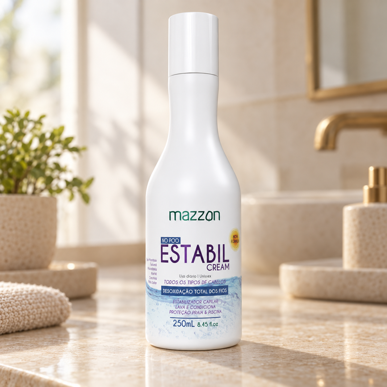 Estabil Cream No Poo 250 ml em cenário ilustrativo
