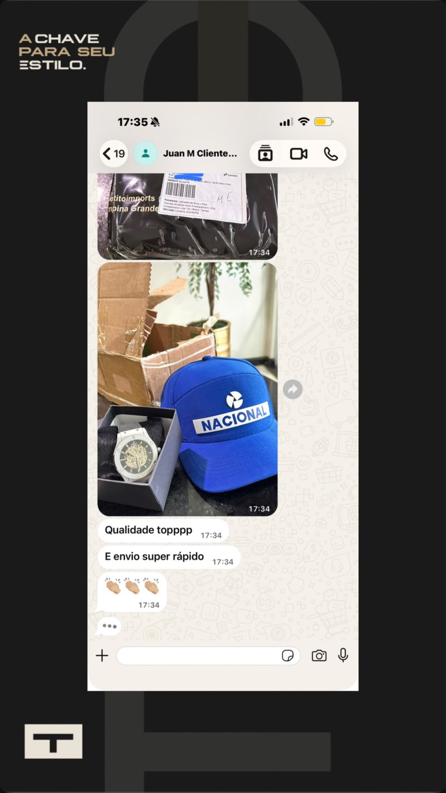 Cliente elogia a qualidade e a rapidez do envio da TITO Imports