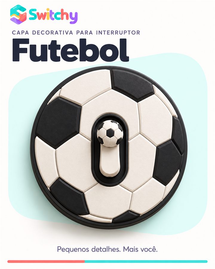Futebol, capa decorativa para interruptor em formato de bola, com a alavanca em forma de bolinha