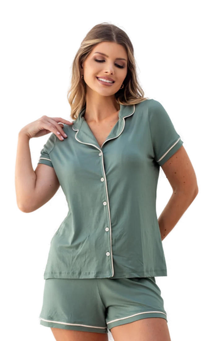 Pijama Americano Luna verde mint