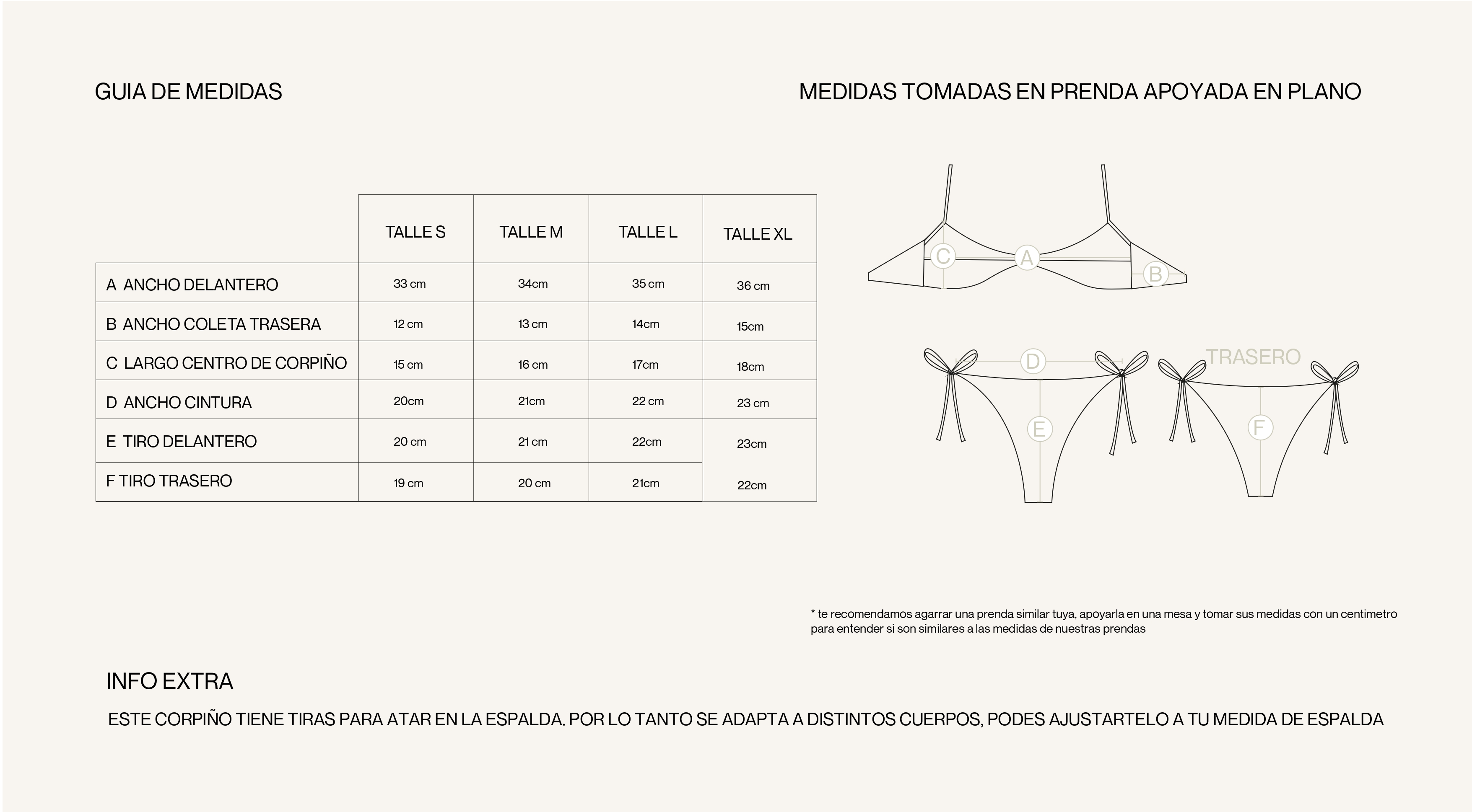 Medidas de la prenda de BIKINI CUPIDO MORLEY MARRON