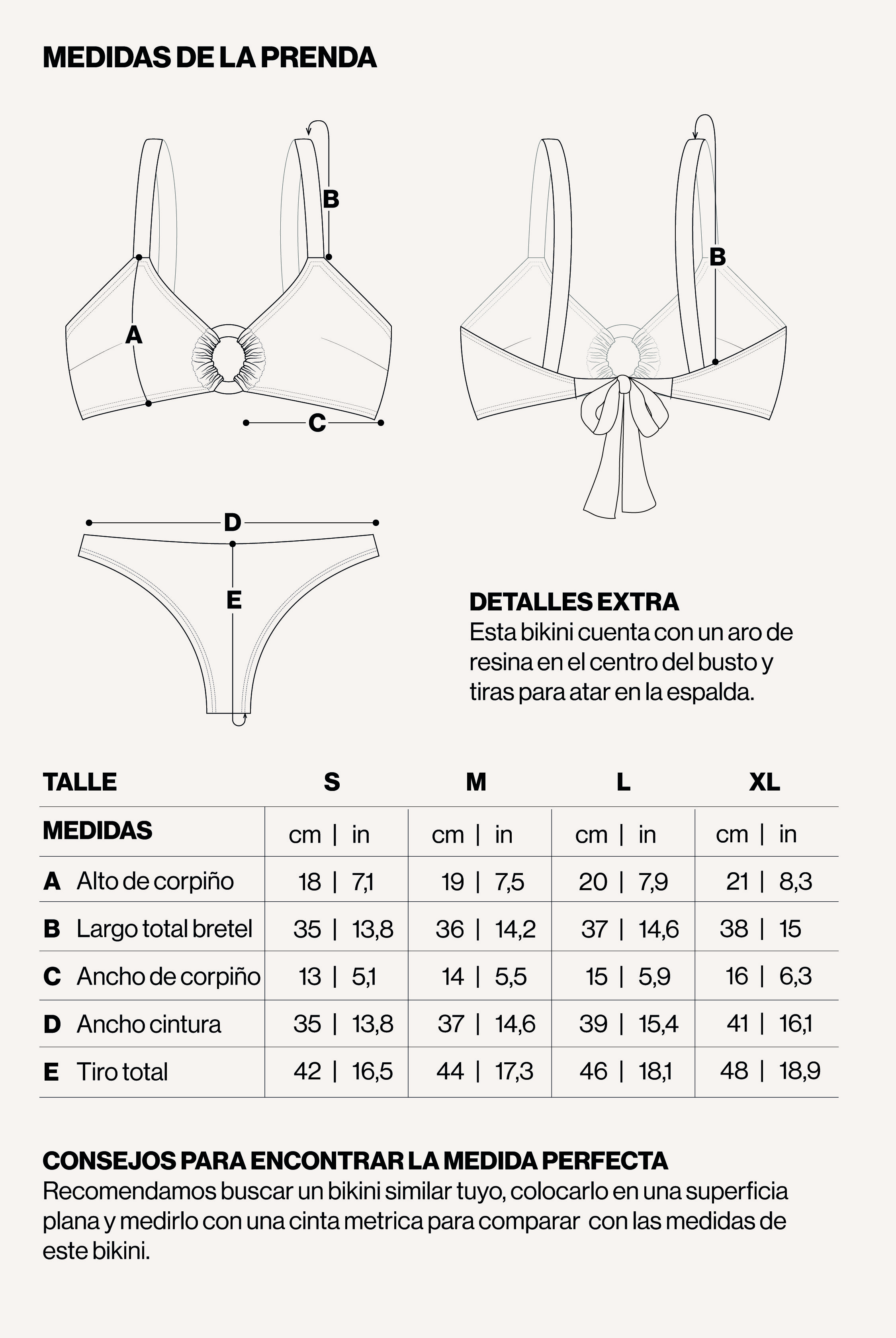 Medidas de la prenda de BIKINI MALLORCA ESCAMAS NEGRO