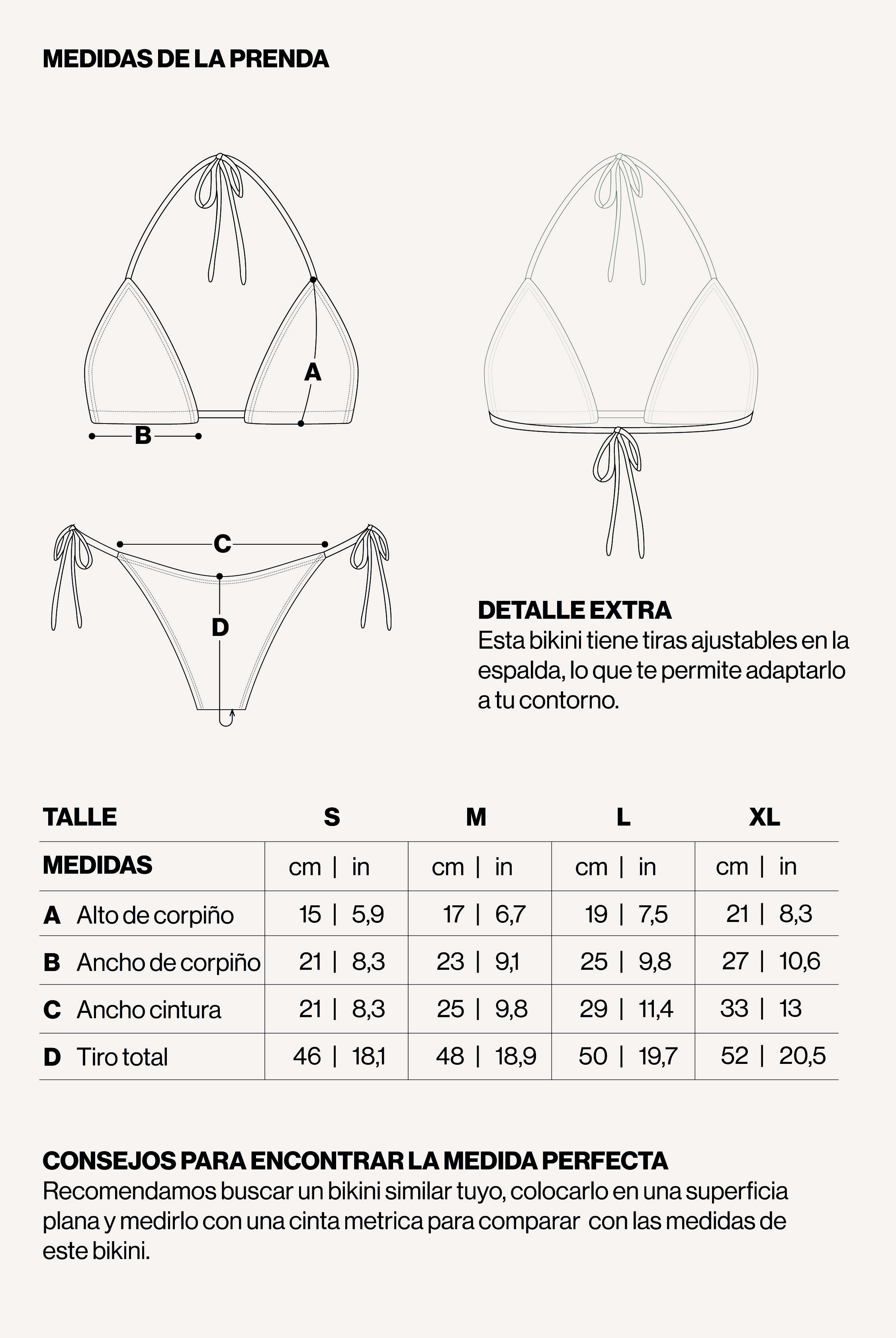 Medidas de la prenda de BIKINI PUNTA VELOUR BULBOUS YELLOW