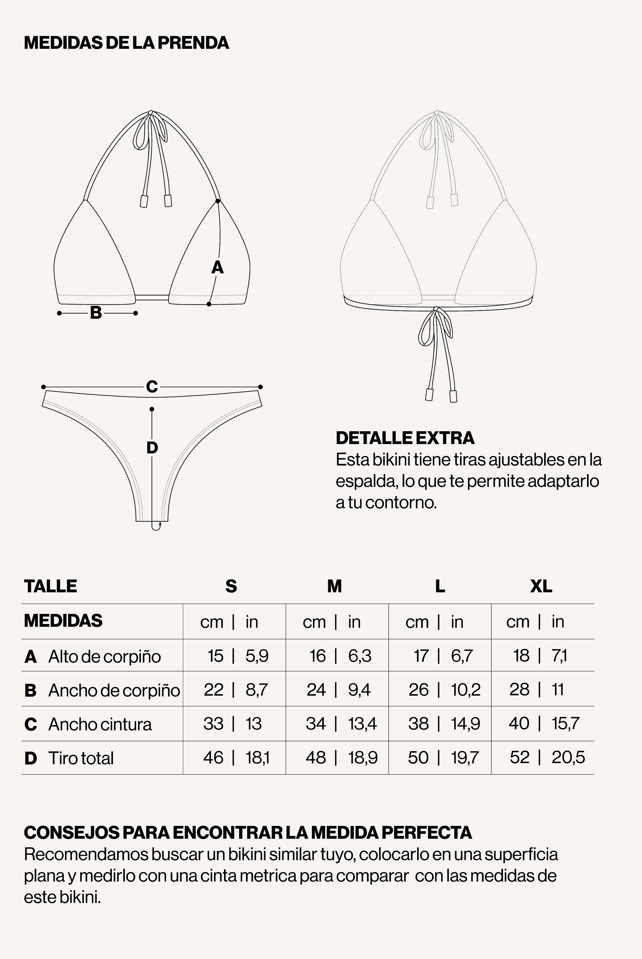 Medidas de la prenda de BIKINI RIO OFFWHITE
