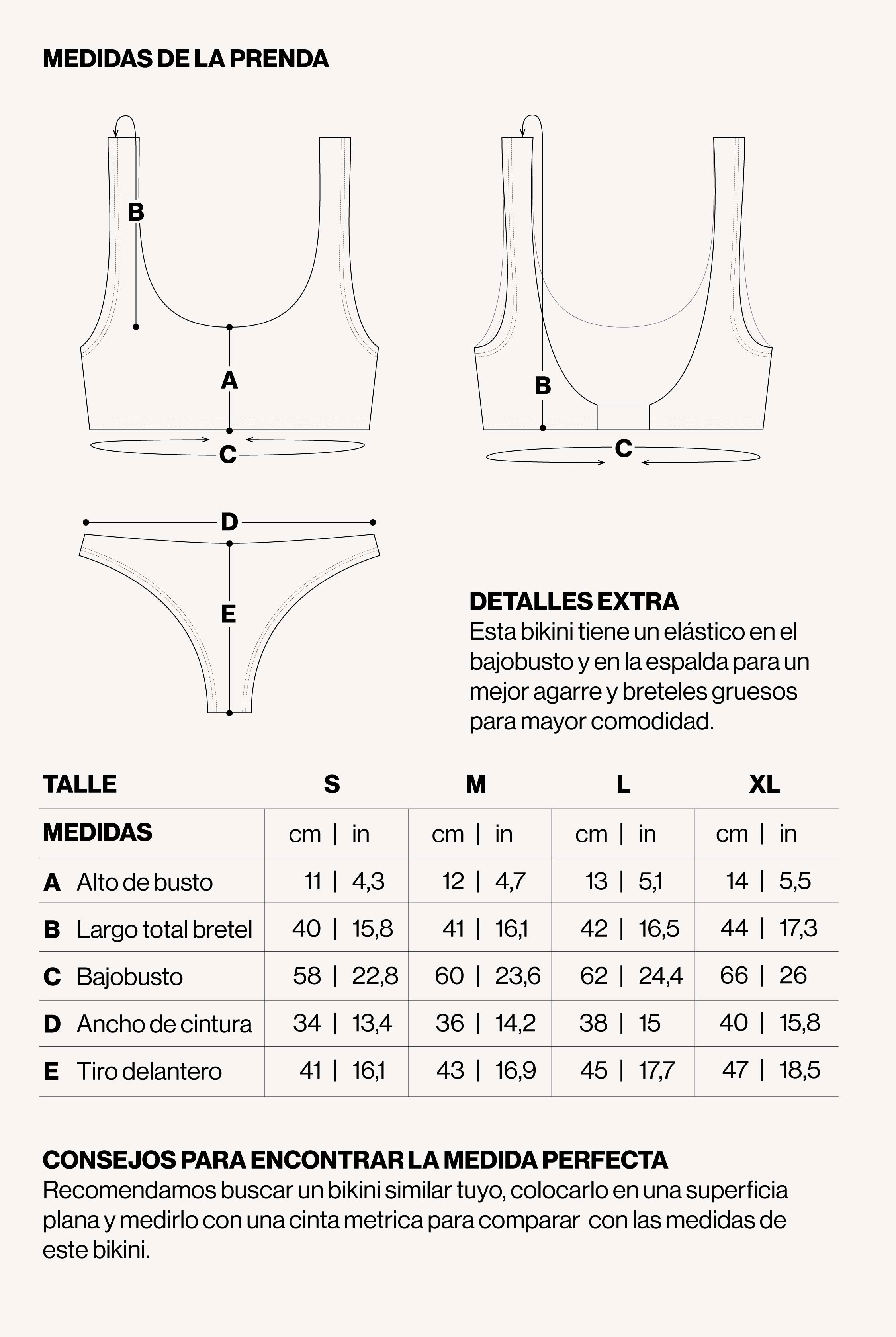 Medidas de la prenda de BIKINI SELMA SHINE AZUL