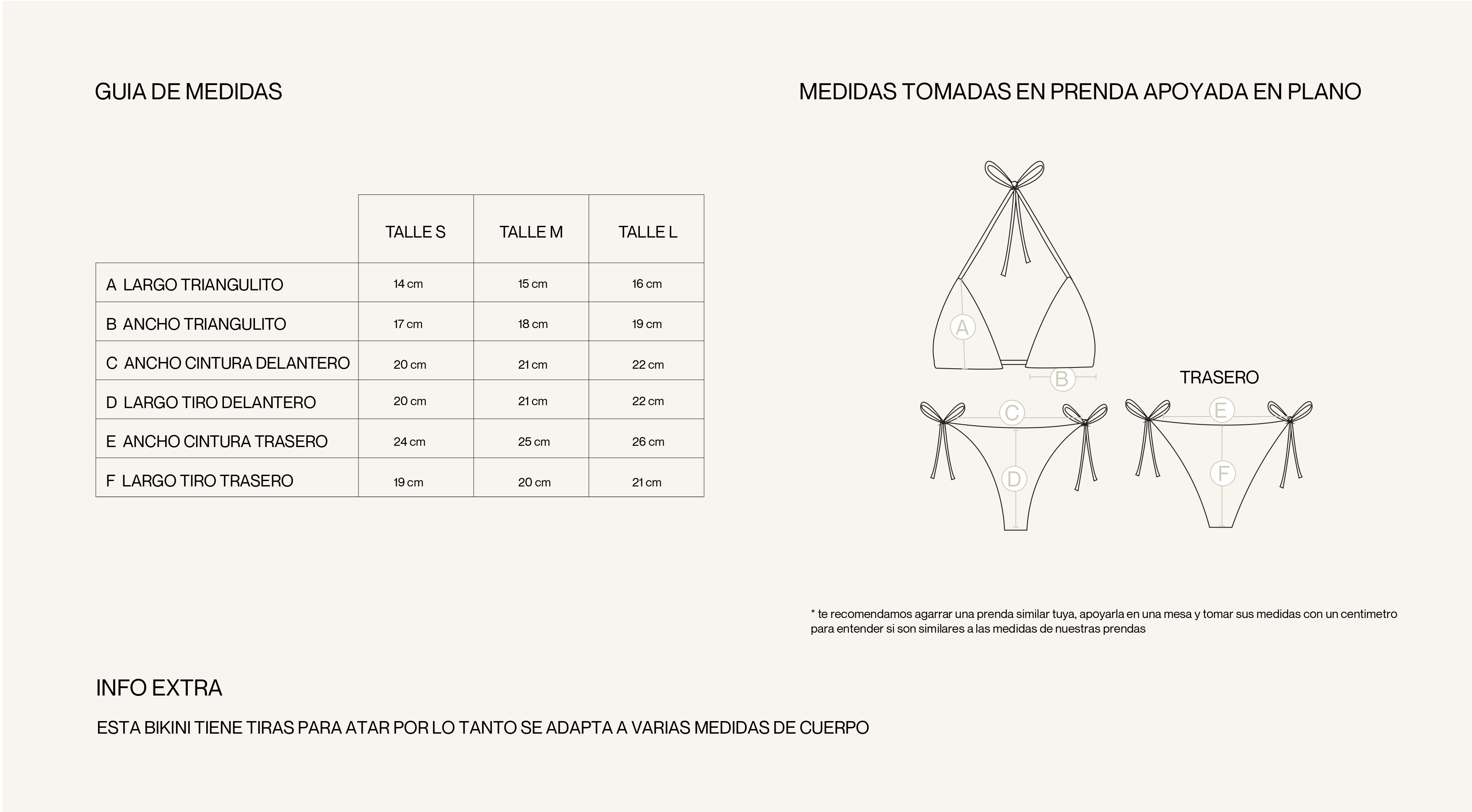 Medidas de la prenda de BIKINI TOXIC MARINO