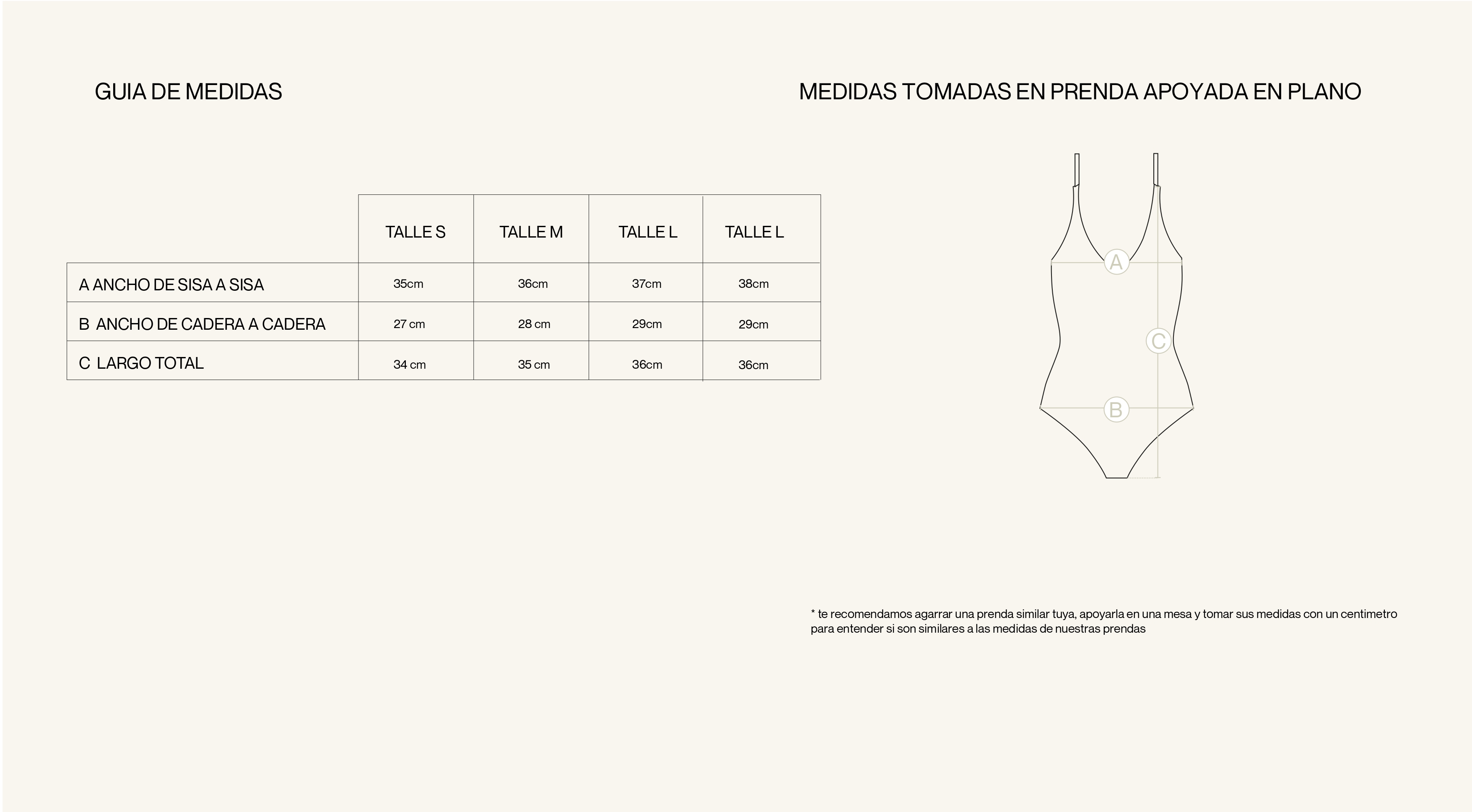 Medidas de la prenda de ENTERO TOTO SELVAGE GRIS
