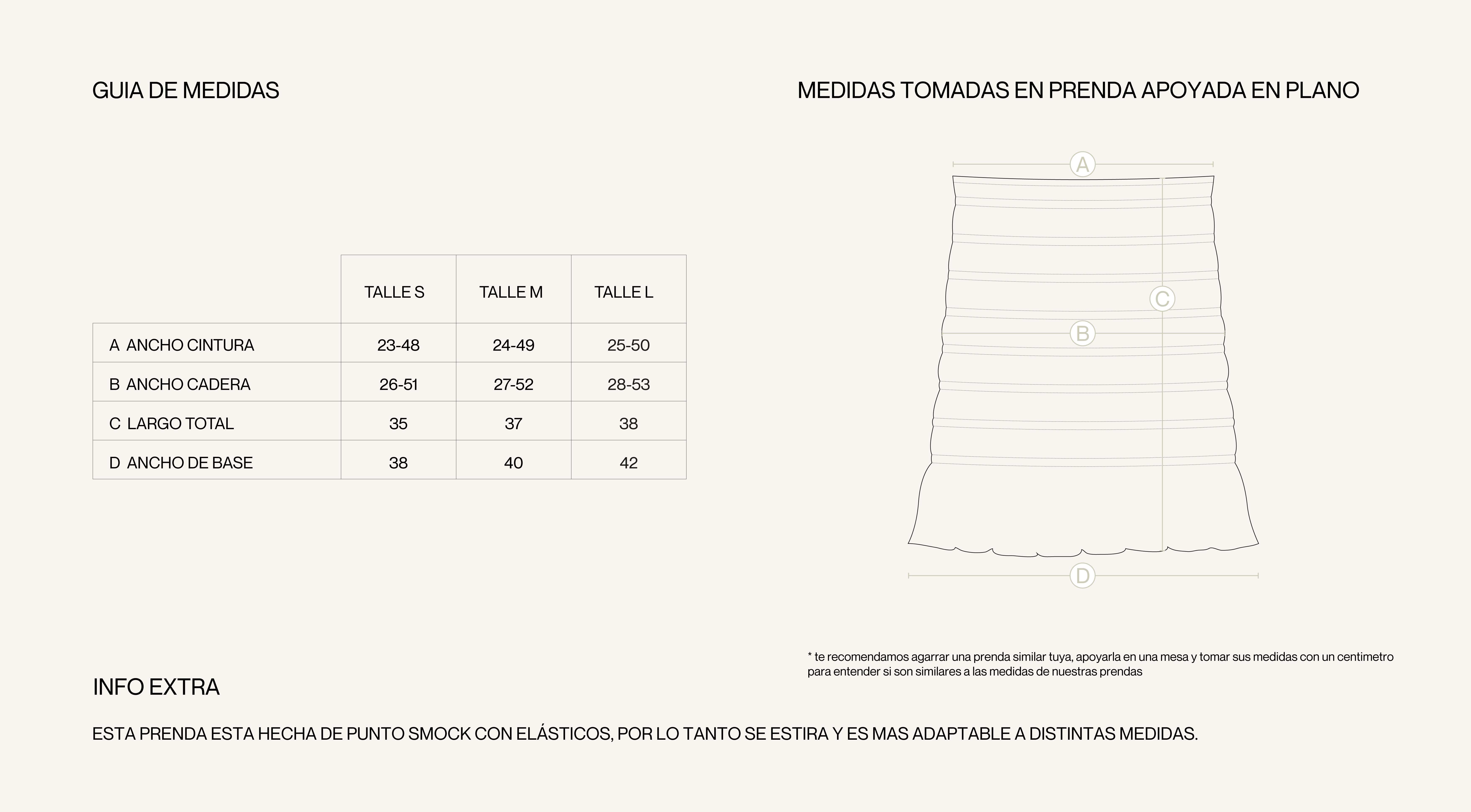 Medidas de la prenda de PREVENTA - POLLERA SOL VICHY AMARILLO