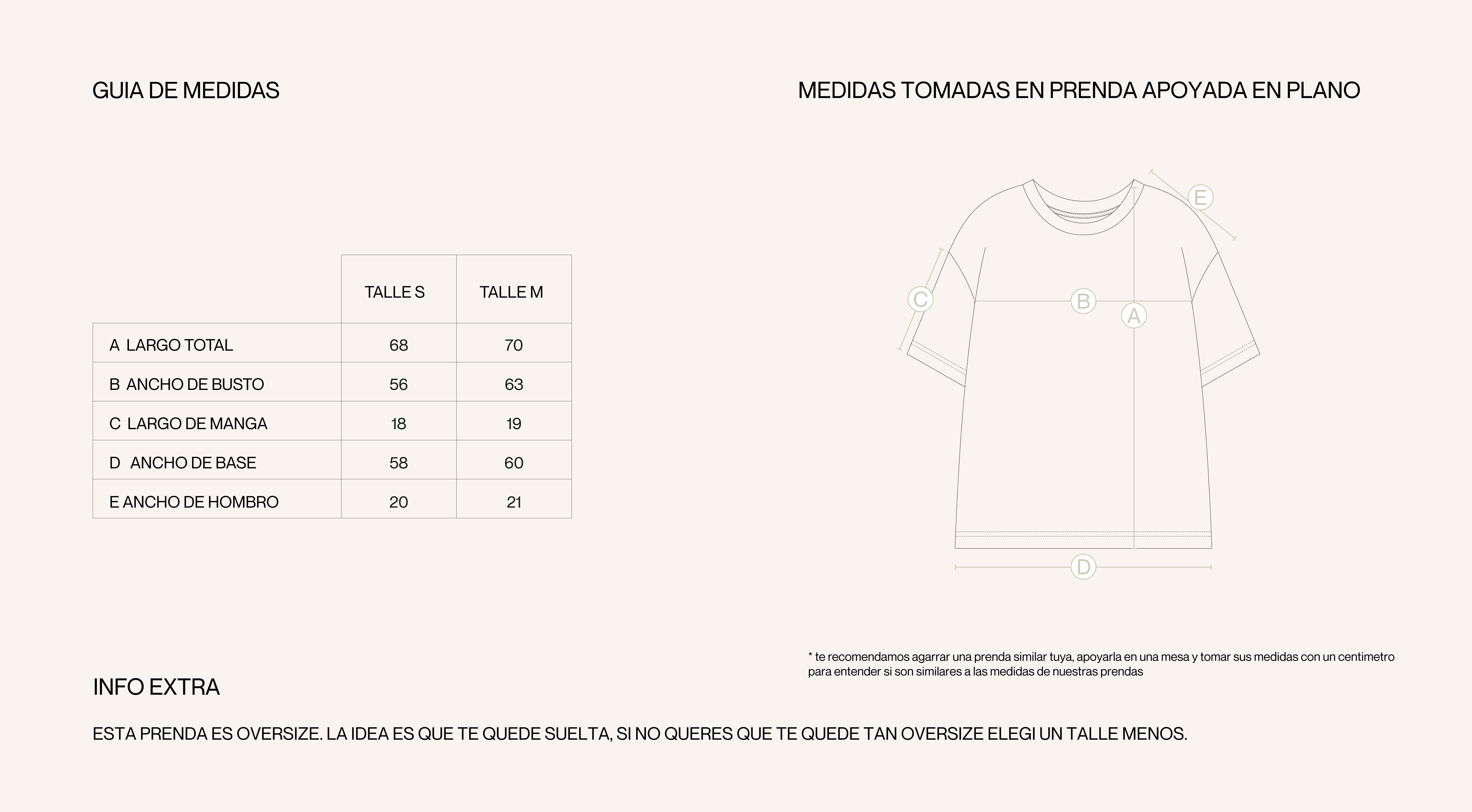 Medidas de la prenda de REMERON IRIS RAYAS ROSA