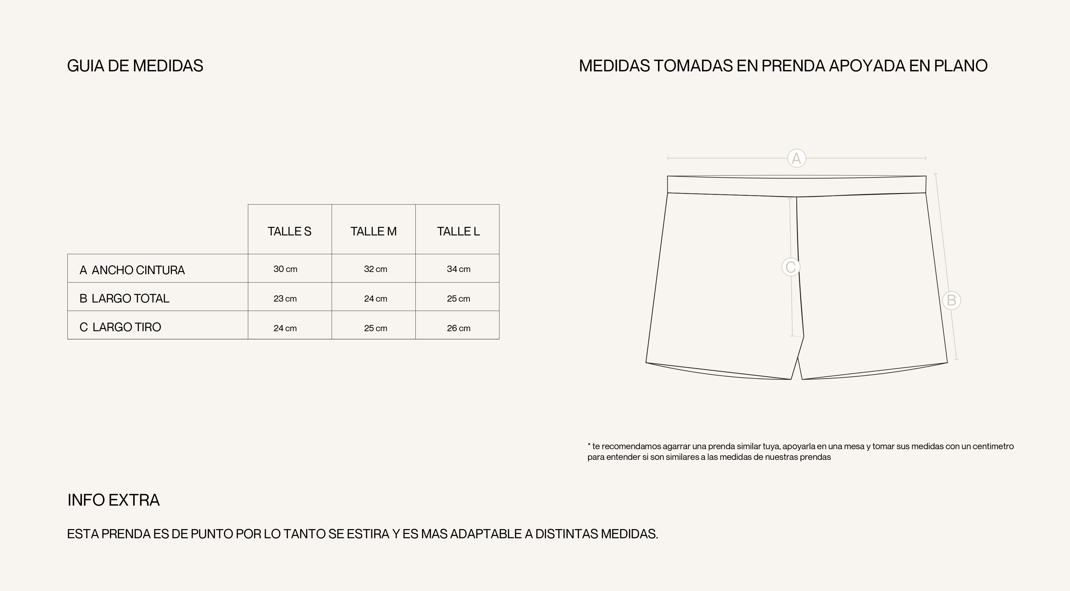 Medidas de la prenda de SHORT PIPA VELVET RAYAS MULTICOLOR