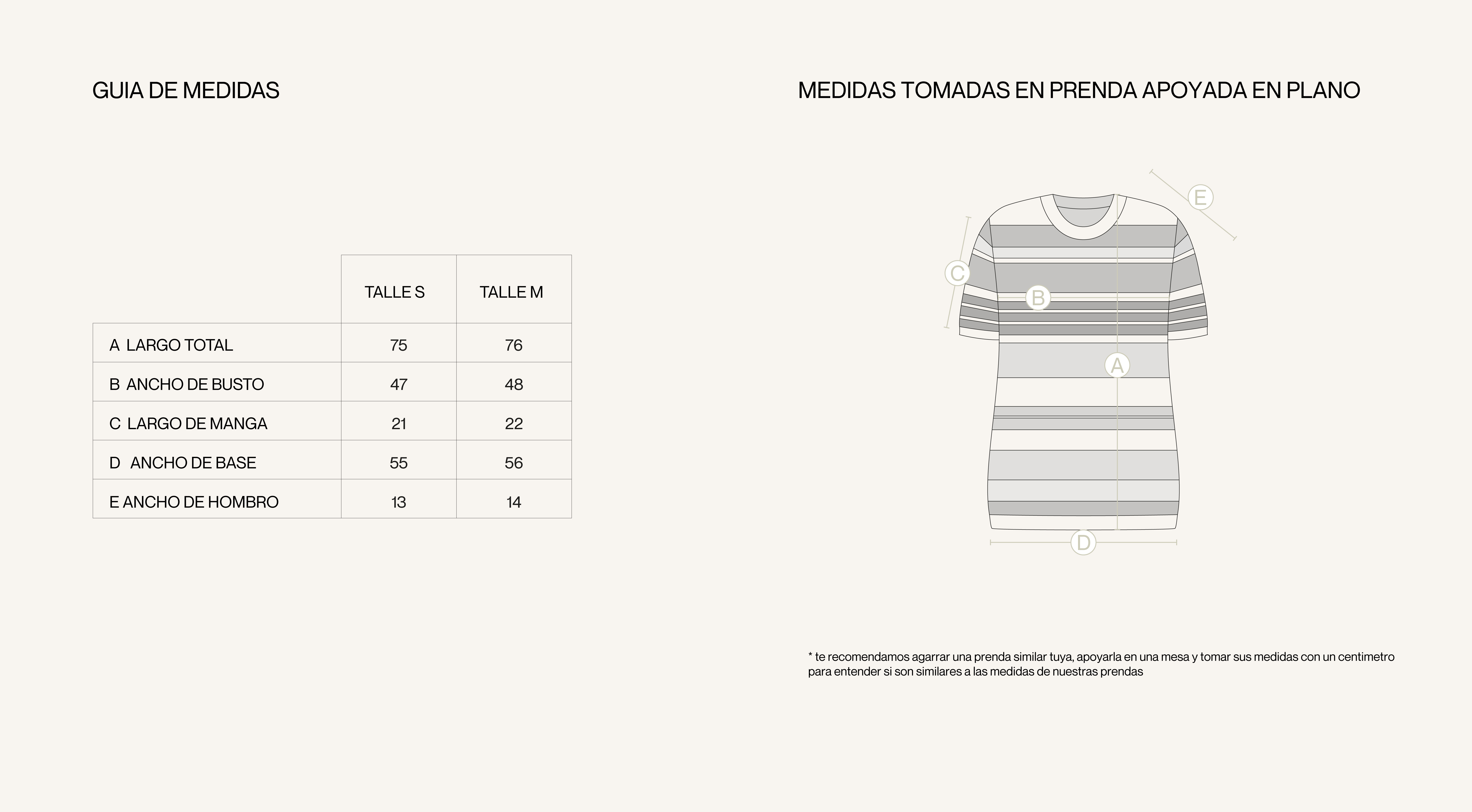 Medidas de la prenda de VESTIDO BAHAMAS MULTICOLOR