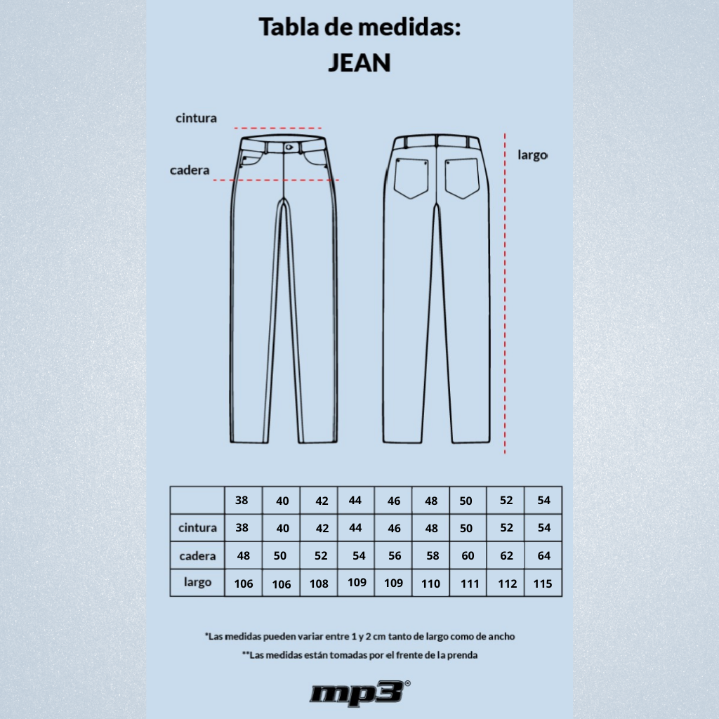 Tabla de medidas de Jean Classic Black