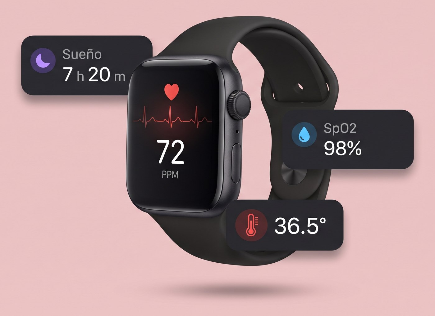 Smart Message con métricas de salud: ritmo cardíaco, SpO2, sueño y temperatura
