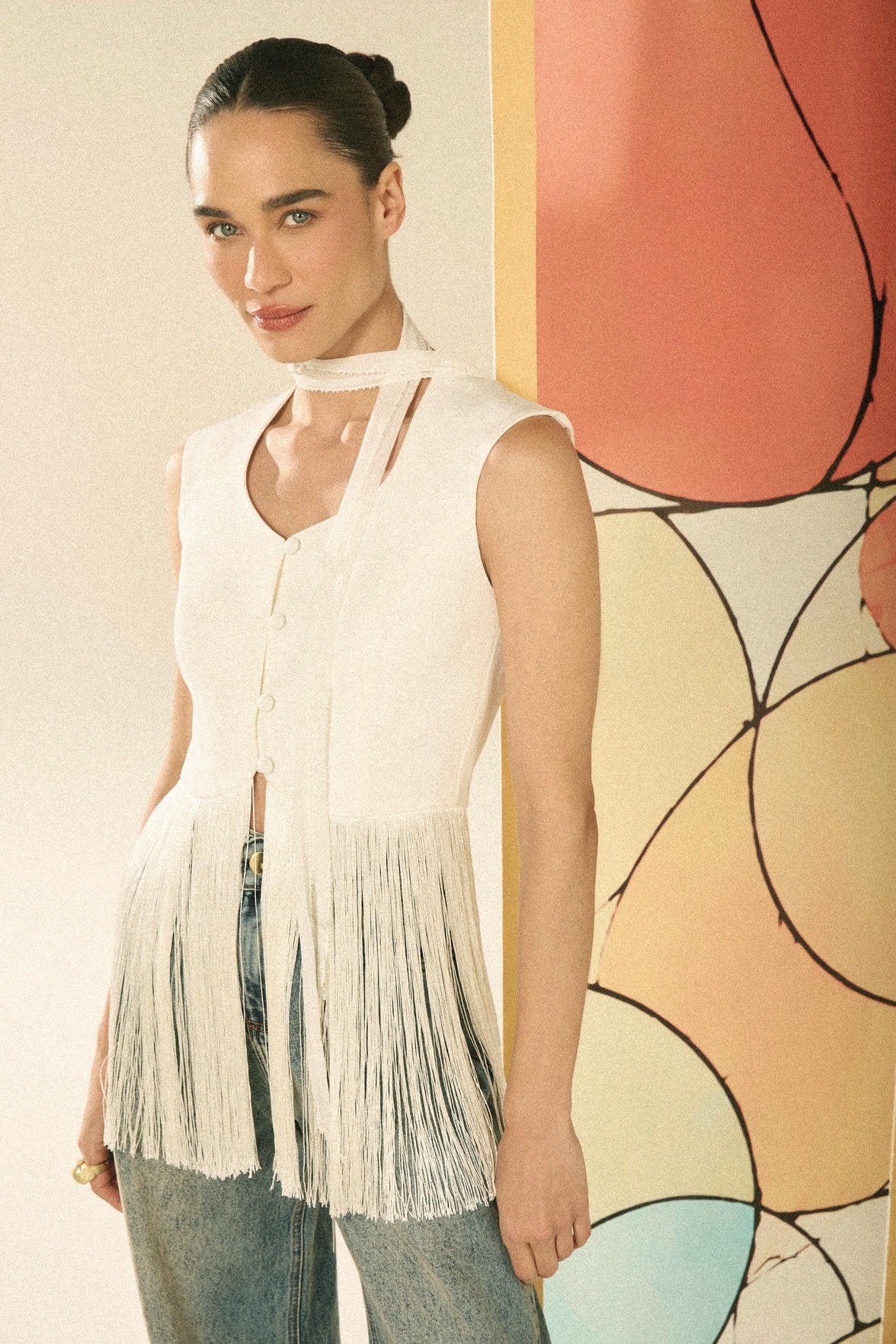 Look branco da coleção Mosaicos