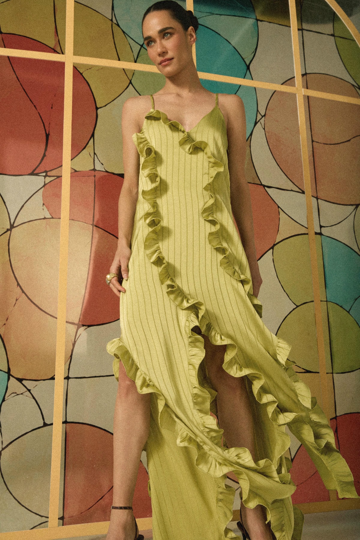 Vestido verde da coleção Mosaicos